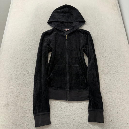 2003 Vintage Juicy Couture Choose Juicy Womens Black Velour Tracksuit Set Size S