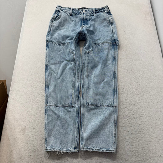 Abercrombie & Fitch 90s Loose Men's Blue Carpenter Denim Jeans Pocket Size 30x30