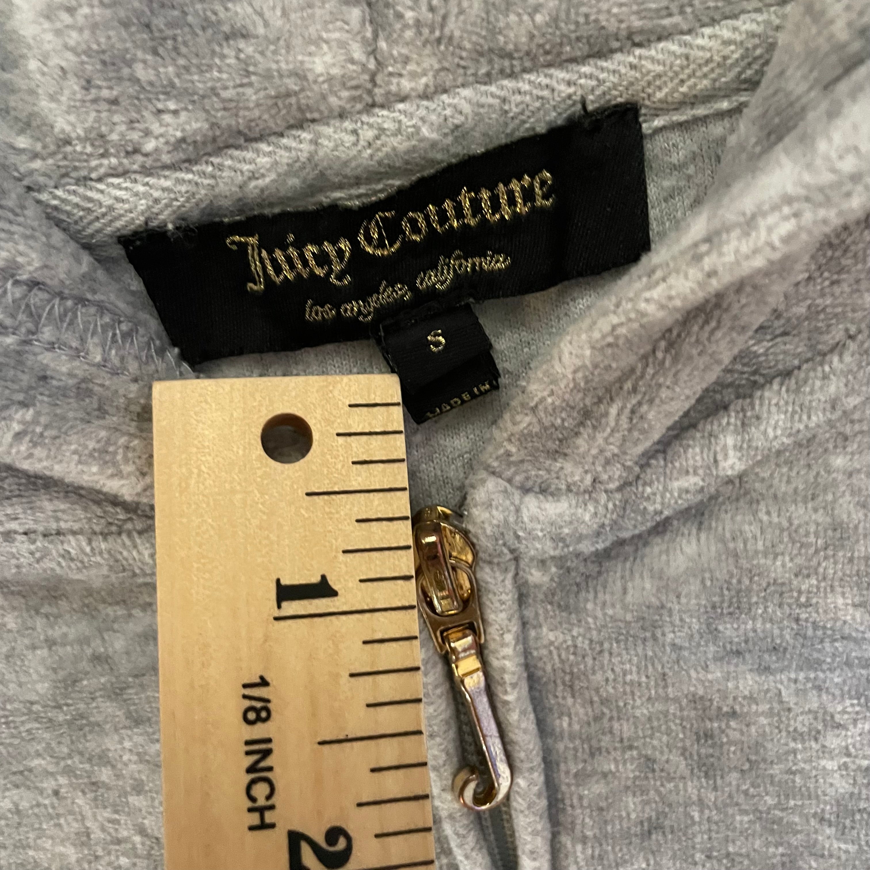 Vintage Juicy Couture gray terry zip hoodie with leopard rose back graphic Size S