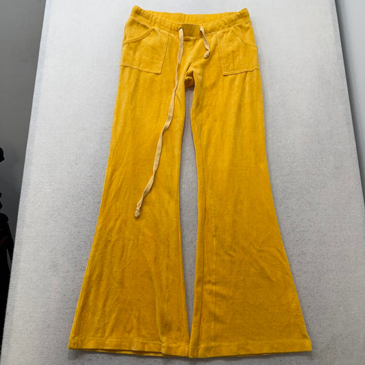 Vintage Juicy Couture Women's Mustard Yellow Flare Track Pant Flap Pocket Size L