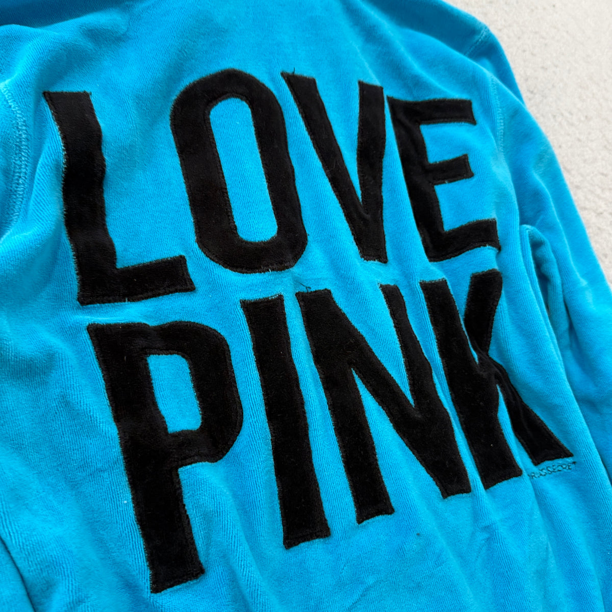 Victoria's Secret PINK Women's Bright Blue Velour Zip-Up Hoodie Pockets Size S