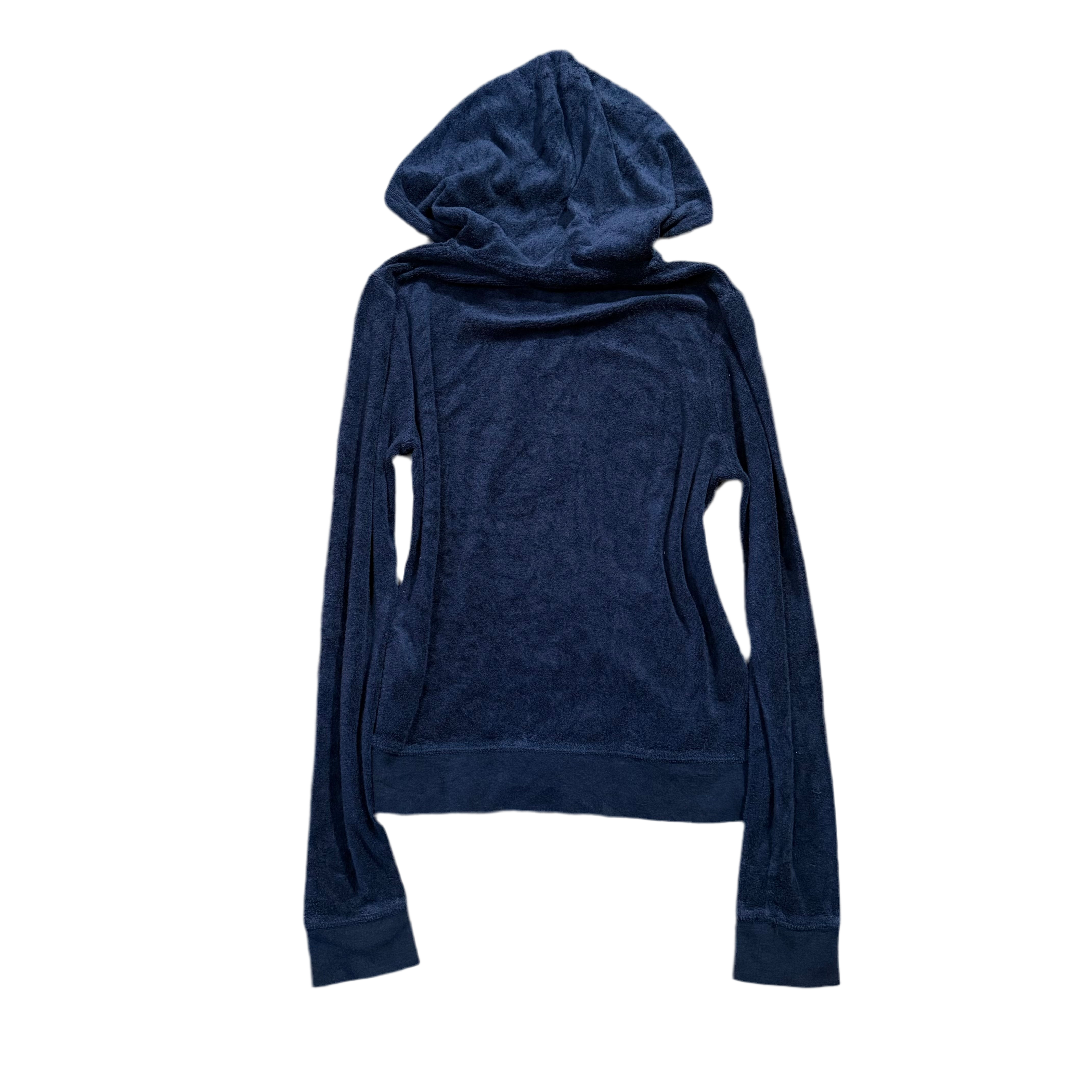 Vintage Juicy Couture Navy Terry Cloth Zip Hoodie Black Label Size XS