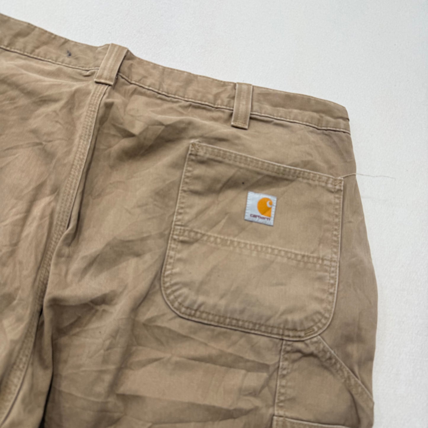 Carhartt Men's Beige Cotton Relaxed Fit Carpenter Pants Tool Pockets Waist 44