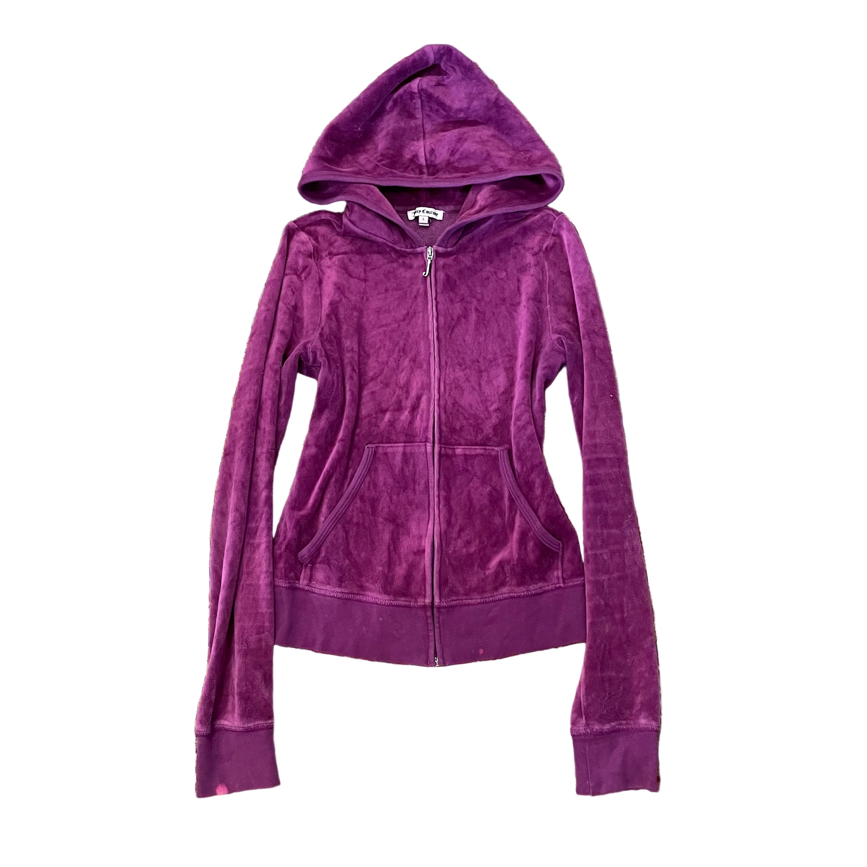Vintage Juicy Couture Velour Zip Hoodie “Kiss Moi” Back Graphic Purple Size S