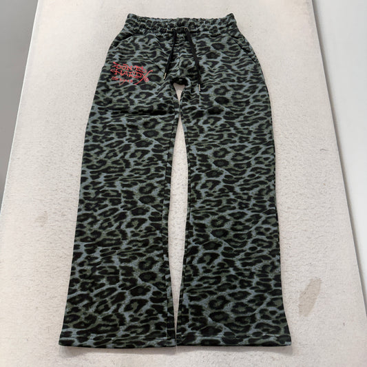 ED HARDY "Sacred Heart" GREEN LEOPARD FLARED MATCHING SET
