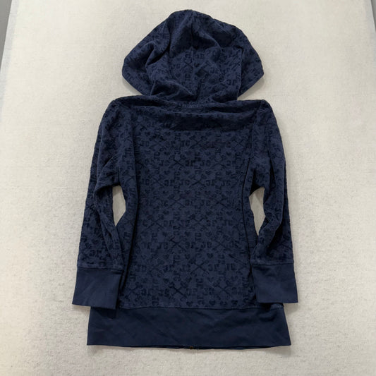 Vintage Juicy Couture Navy Monogram Embellished Terrycloth Zip Up Hoodie Size S