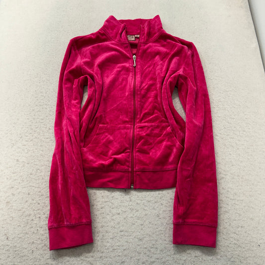 Juicy Couture Women's Hot Pink Velour Zip-Up Track Jacket Butterfly Graphic - XL