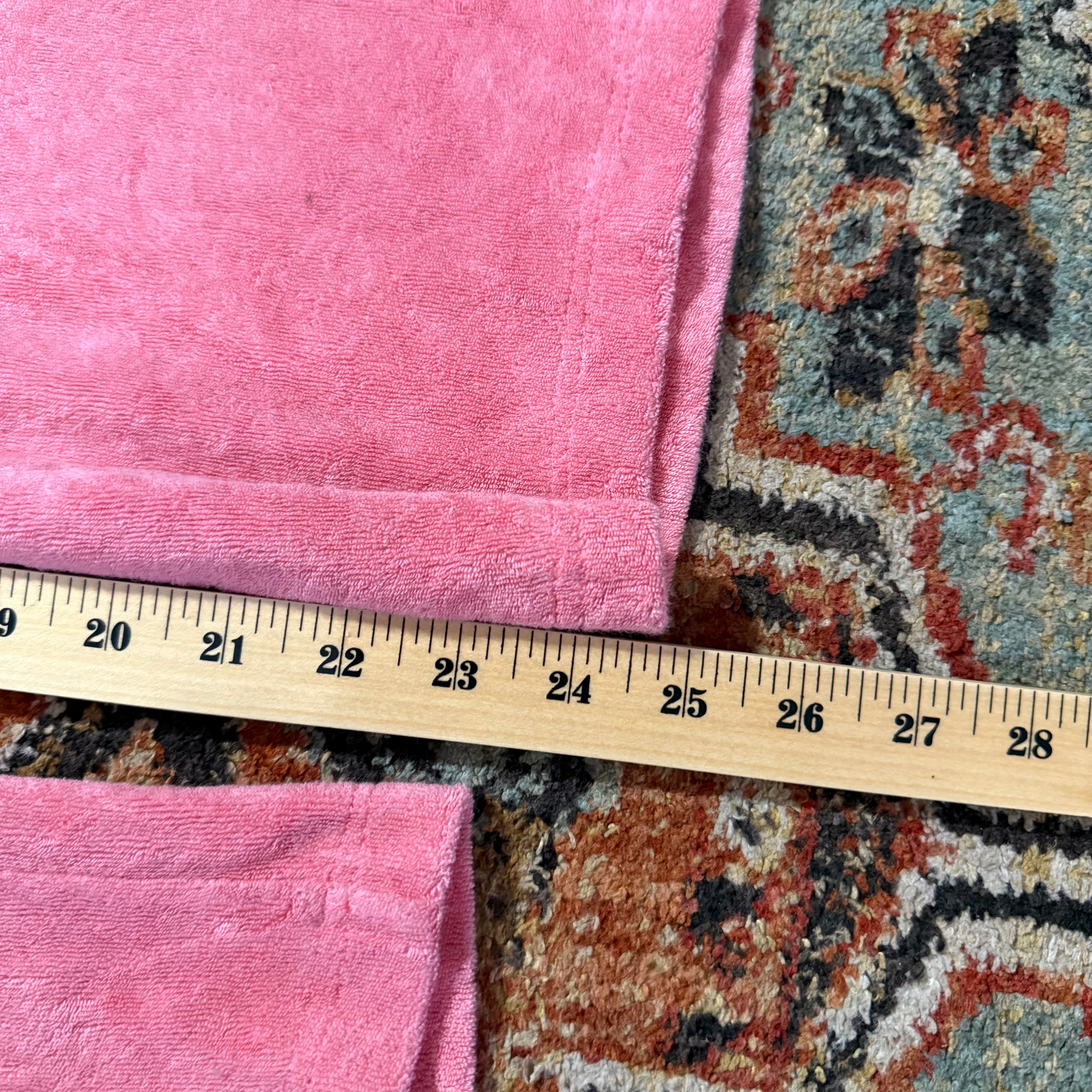 Vintage Juicy Couture Pink Terry Cloth Flared Pants Rhinestone Crest Size M