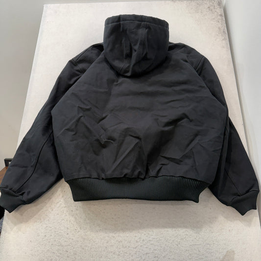 VTG Carhartt Men Black Canvas Duck Hooded Active Jacket Loose Fit USA Made - 2XL