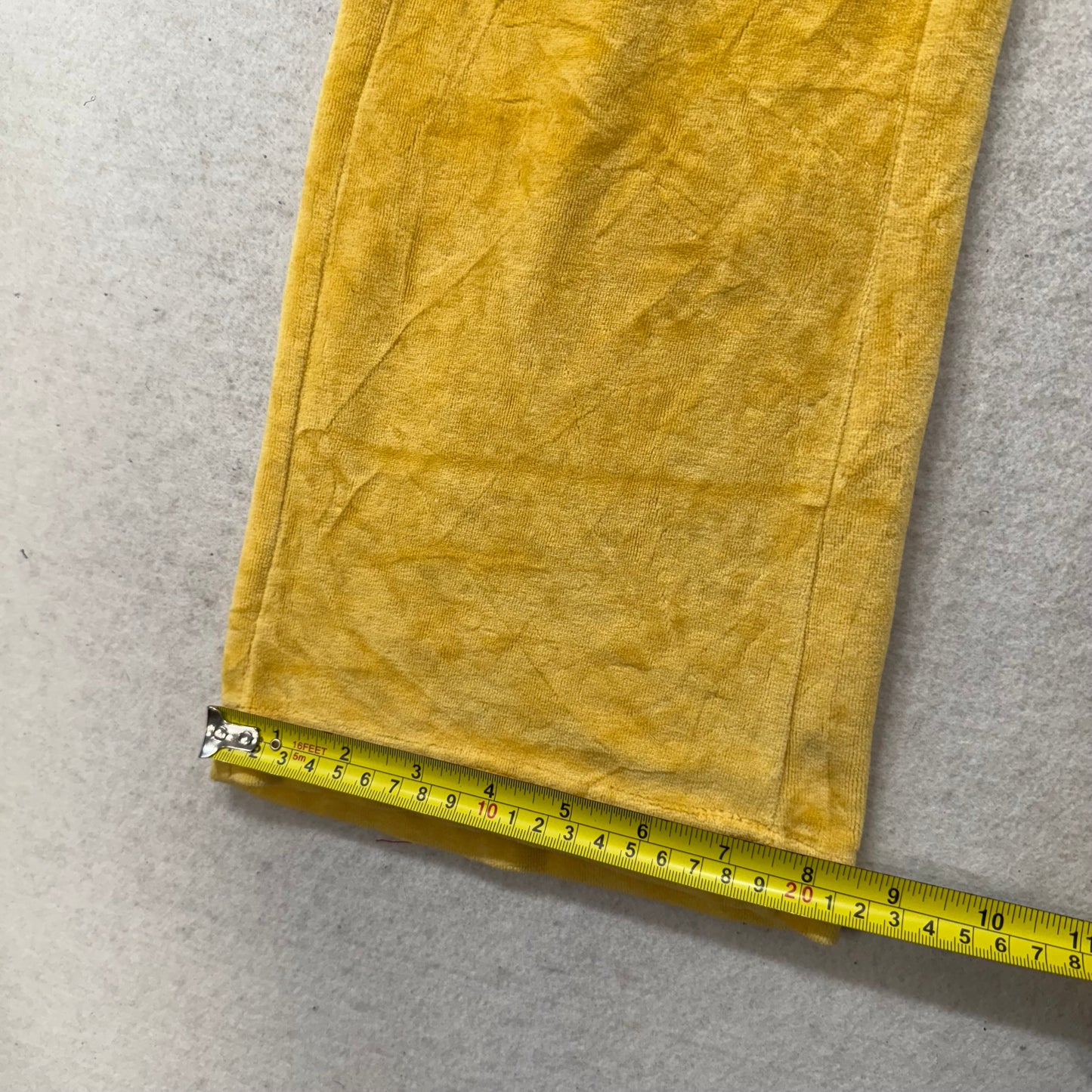 Vintage Juicy Couture Women's Mustard Yellow Velour Flared Track Pant Y2K Size S