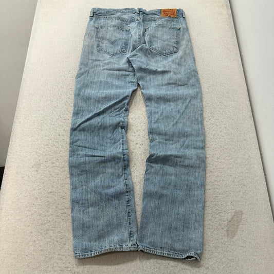 Levi's 501 Button Fly Jeans Men's Light Wash Blue Straight Leg Size 34 photo 2