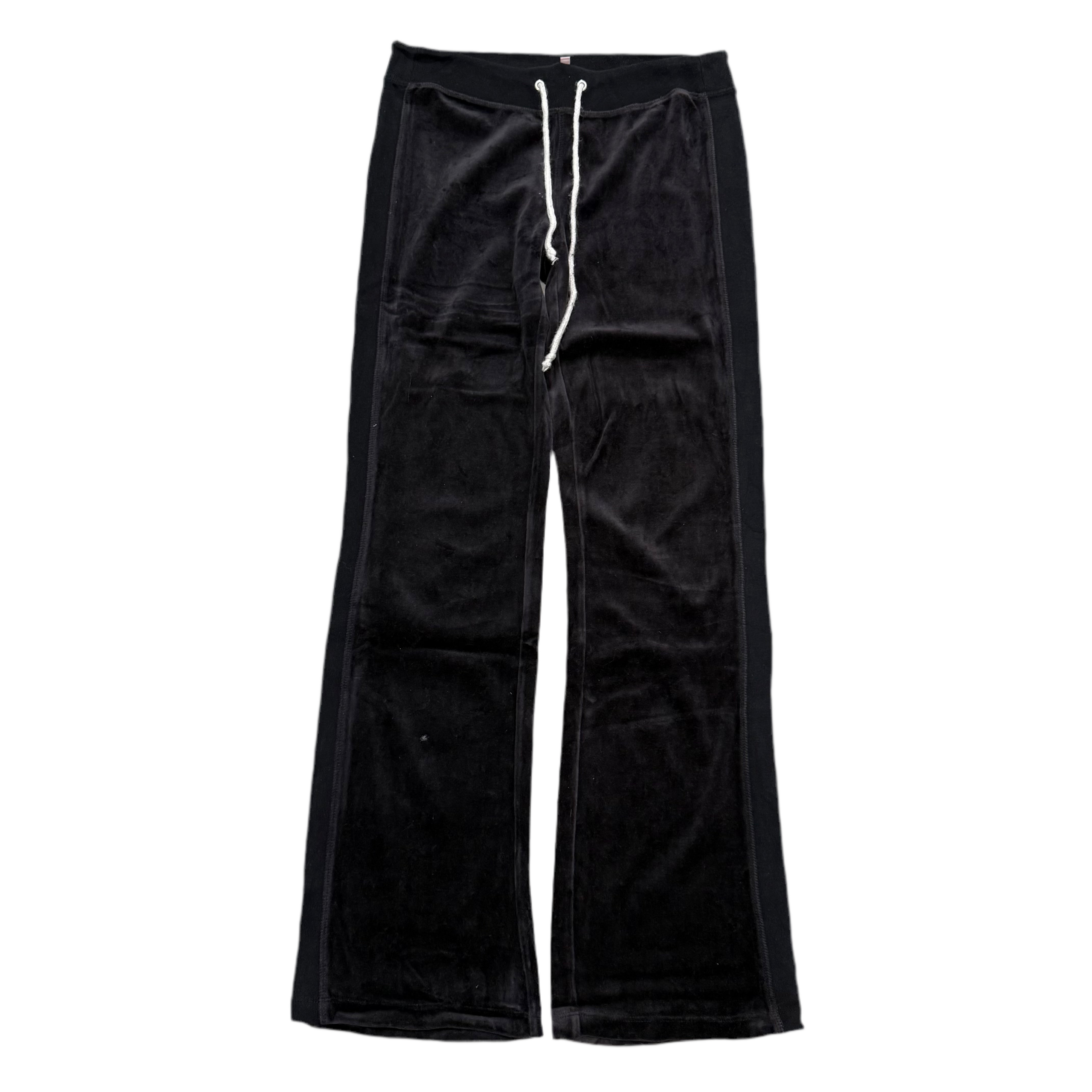 Black Velour Juicy Couture Flared Track Pants SIZE M