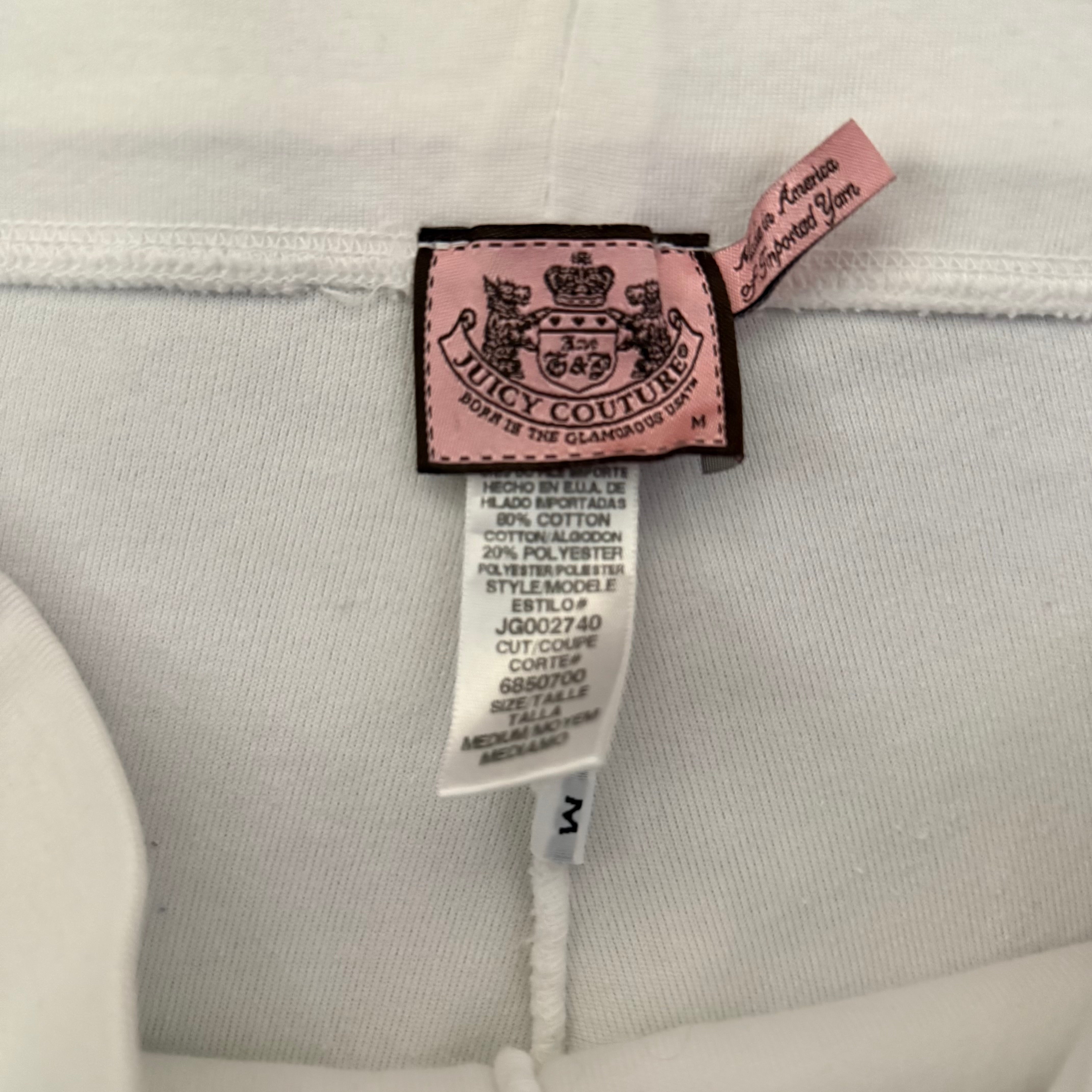 Vintage Juicy Couture White Terry Cloth Wide Leg Pants Size M