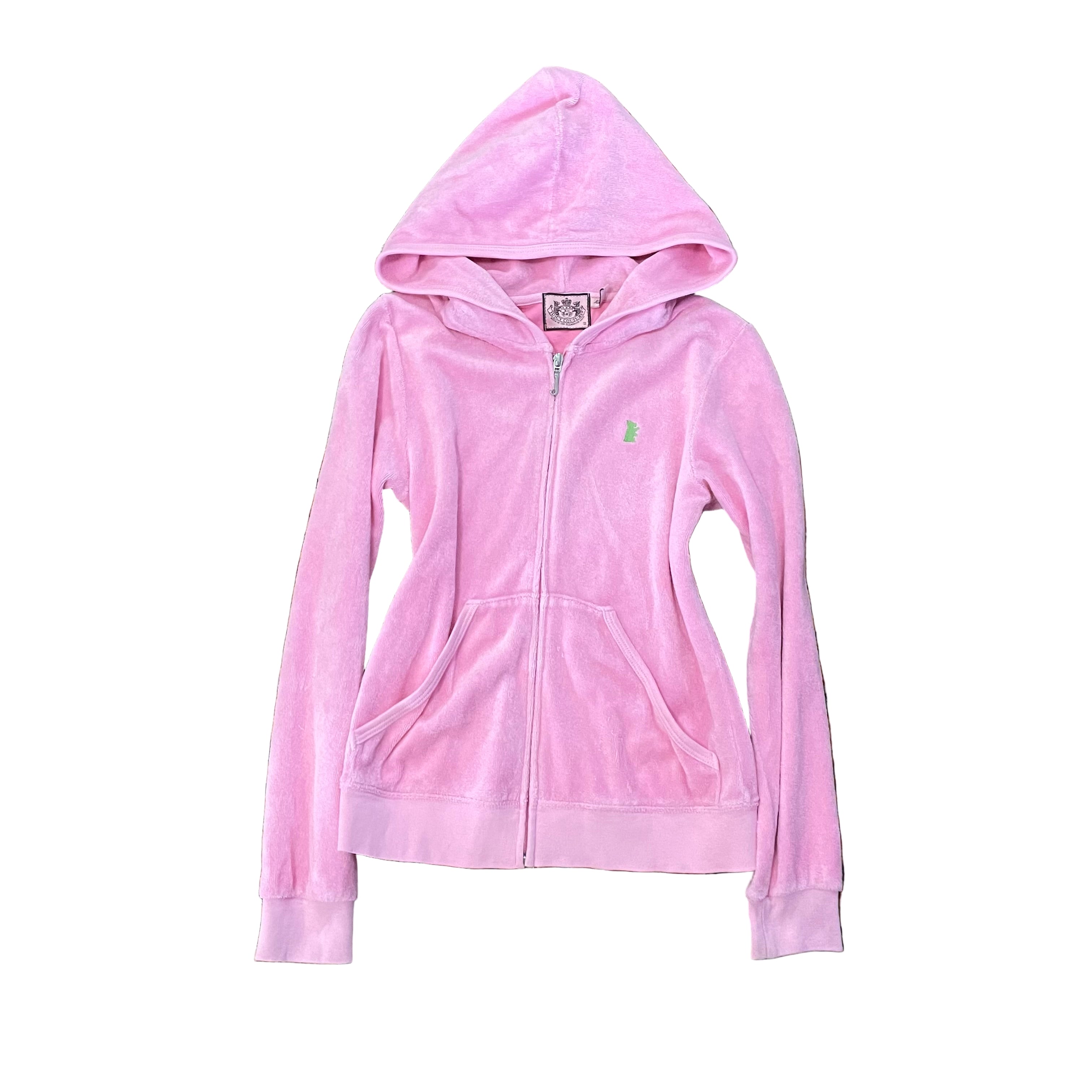 Vintage Juicy Couture Pink Terry Cloth Zip Hoodie Kids Size 12
