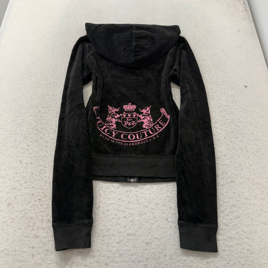 2003 Vintage Juicy Couture Scottie Dogs Womens Black Velour Tracksuit Set Size L
