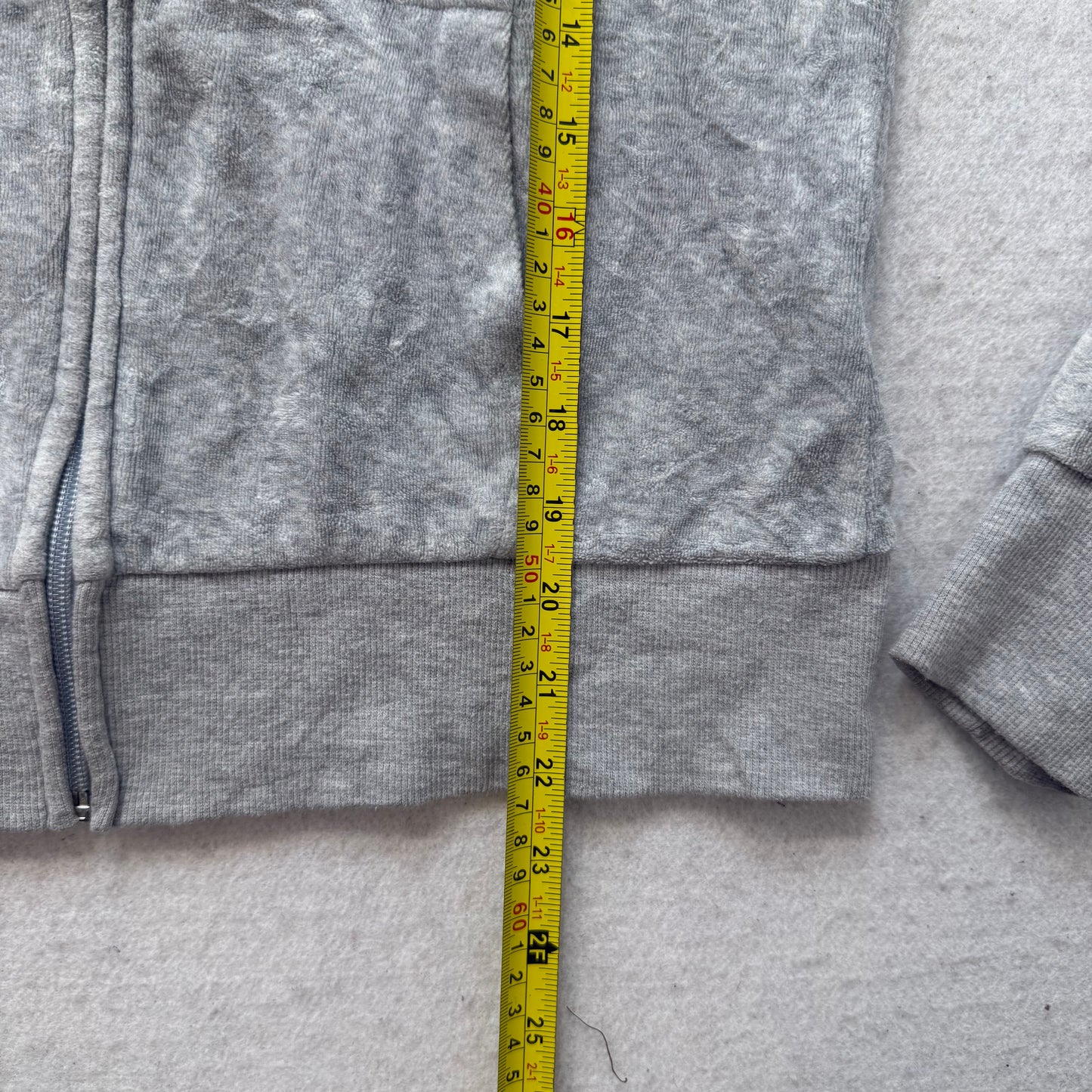 Juicy Couture Heather Gray Velour Tracksuit Set Zip Up Hoodie & Wide Pant Size M