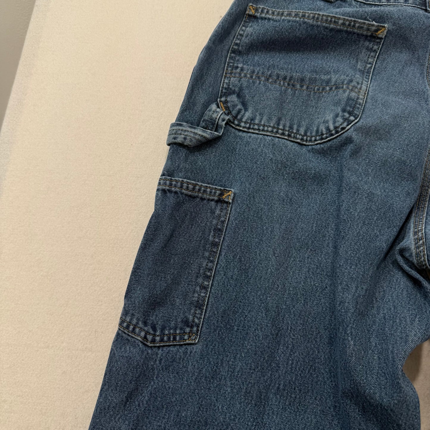 Carhartt Men's Blue Denim Straight Leg Carpenter Jeans Utility Pockets Size 34