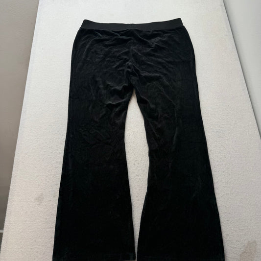 Juicy Couture Women's Black Velour Wide Leg Track Pant Loungewear Casual Size XL