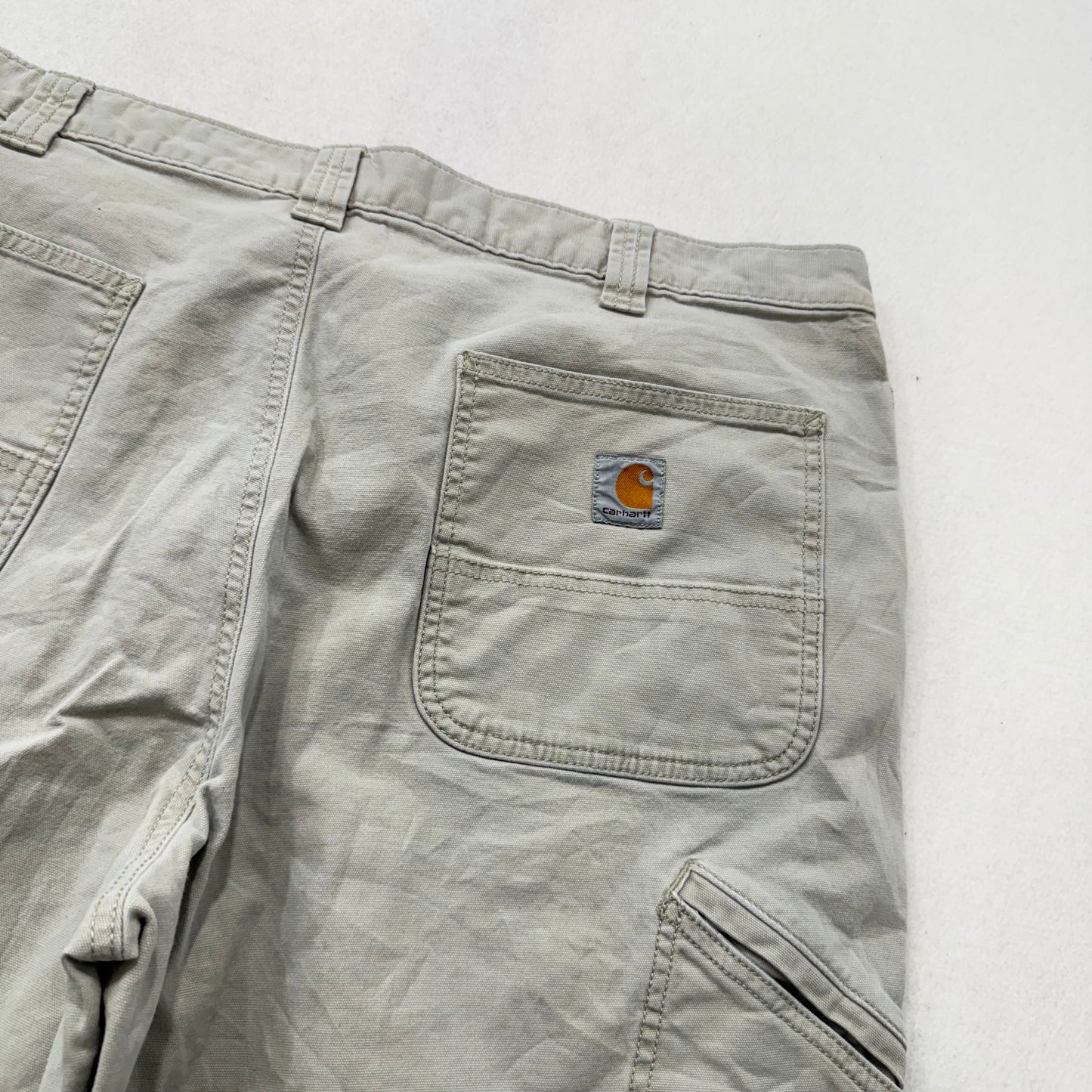 Carhartt Men Pale Slate Cotton Relaxed Fit Carpenter Pants Tool Pockets Waist 40