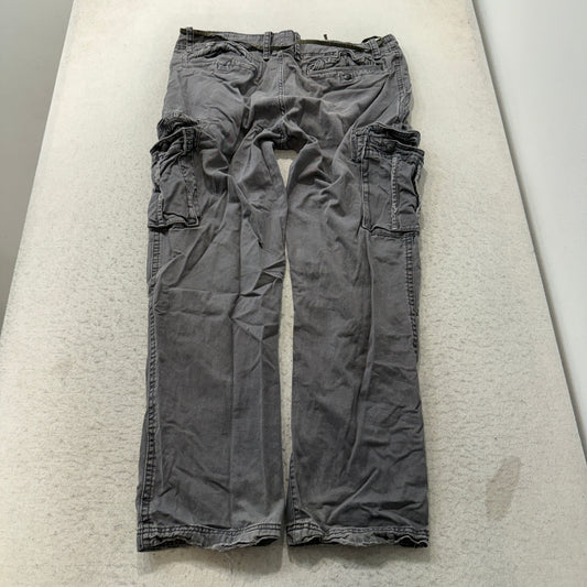 No Boundaries Cargo Pants Men's Gray Cotton Utility Pockets Relaxed Size 38x32 photo 2