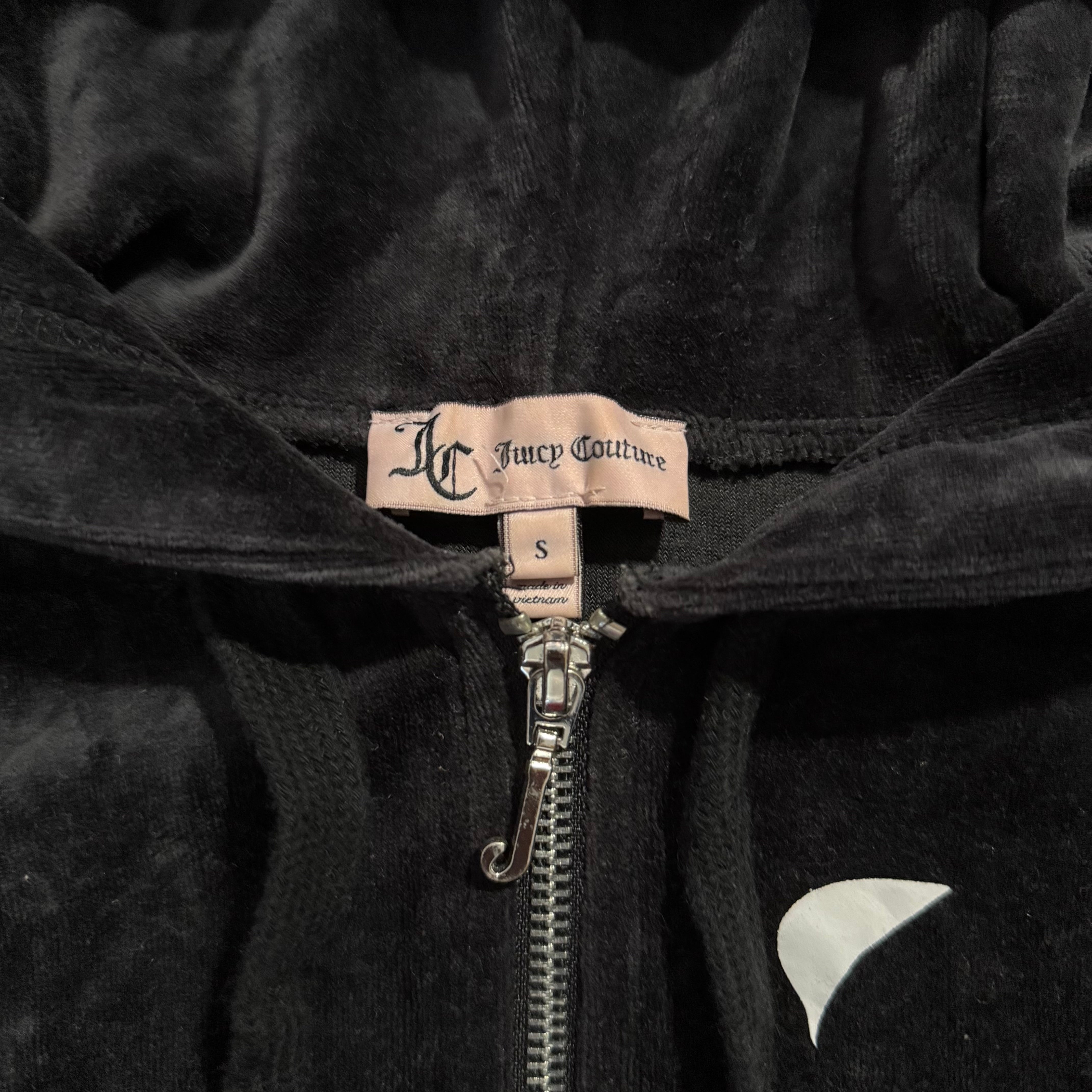 Vintage Juicy Couture Dark Grey Velour Gothic “Juicy” Zip Hoodie Size S