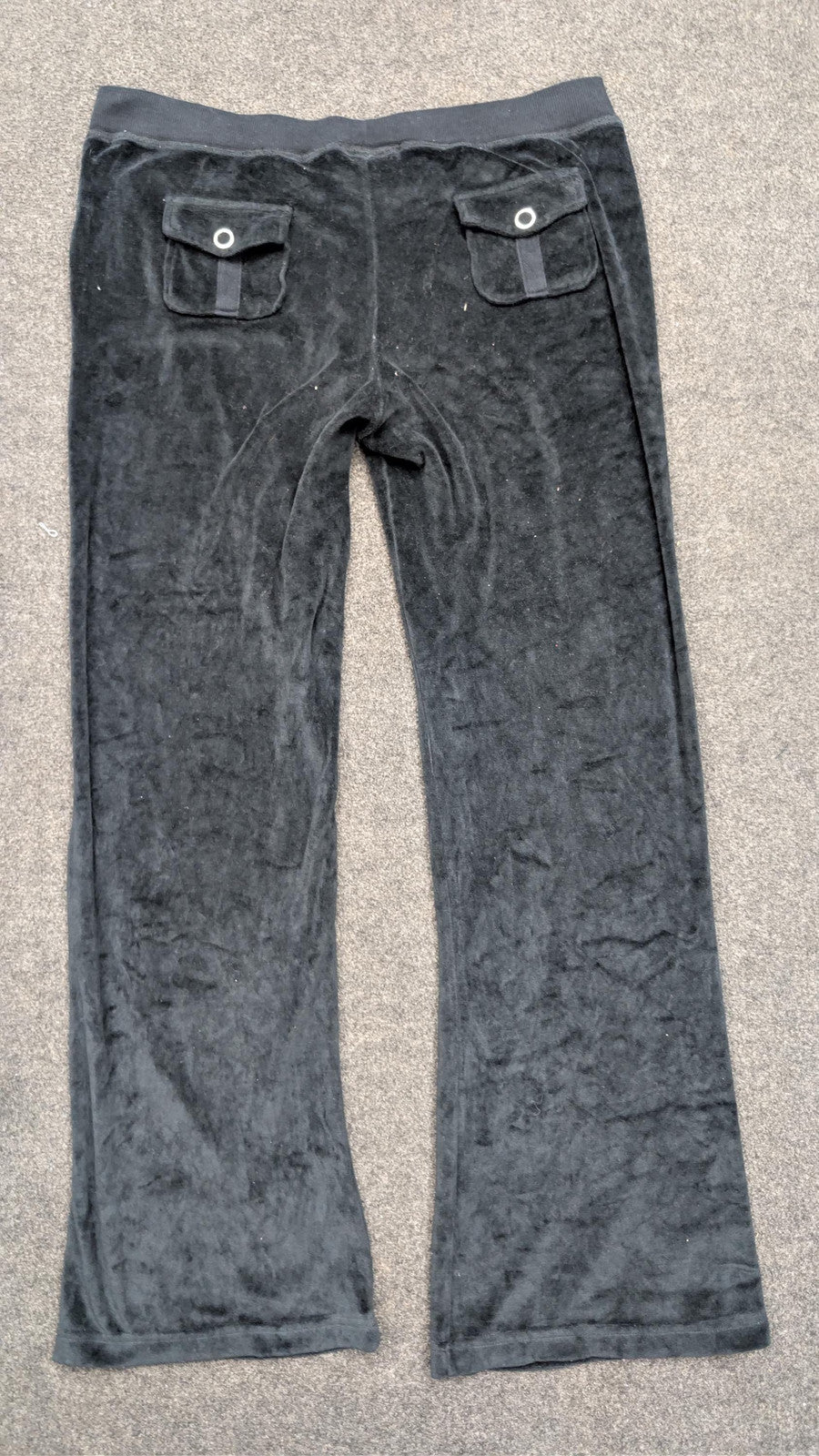 Vintage Juicy Couture Black Velour Tracksuit Bottoms | Y2K Flare Leg Sweatpants