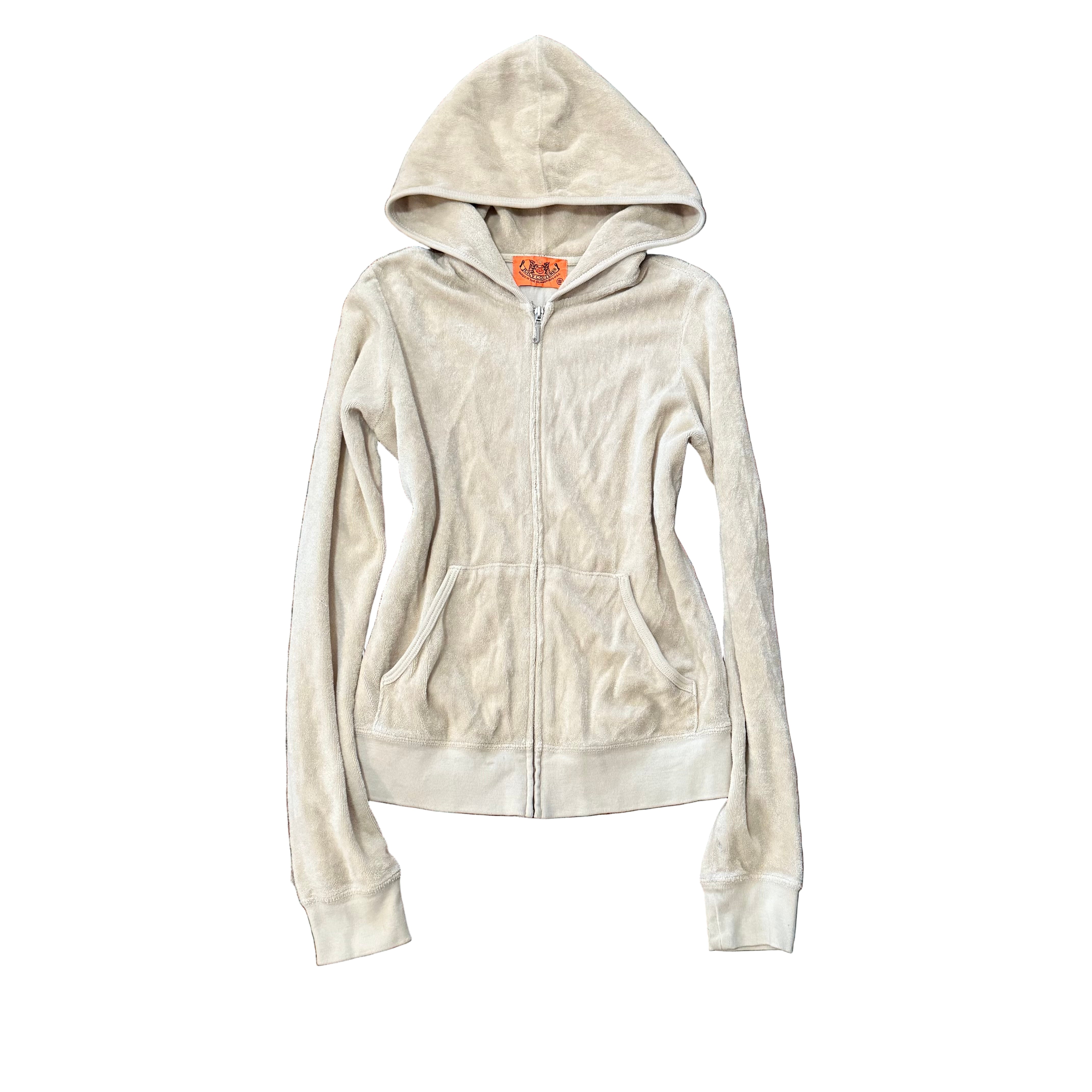 2003 Vintage Juicy Couture Sand Terry Zip Hoodie “Lady Juicy” Studded Back Size S