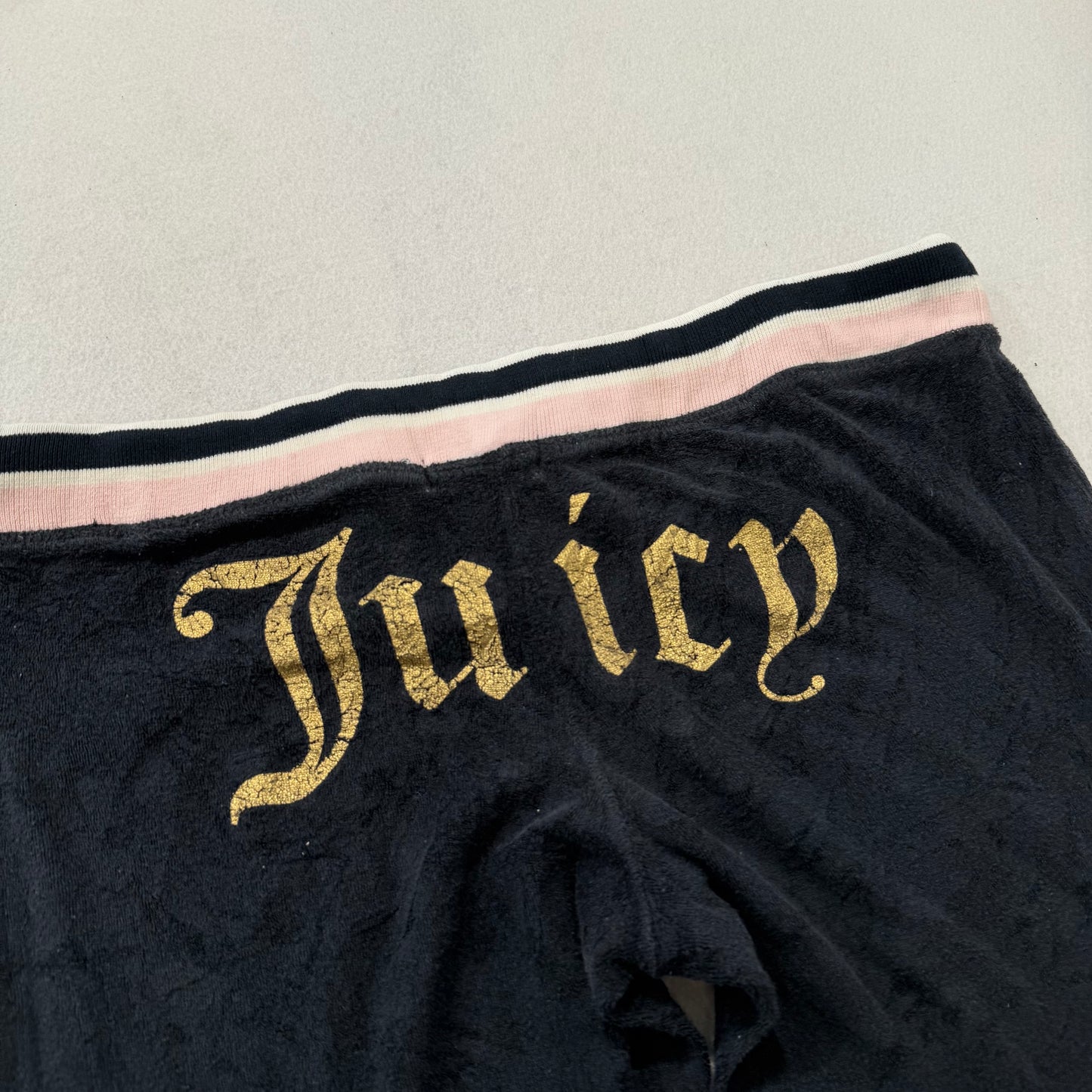 Juicy Couture Women's Black Terrycloth Straight Leg Track Pants Low Rise Size S