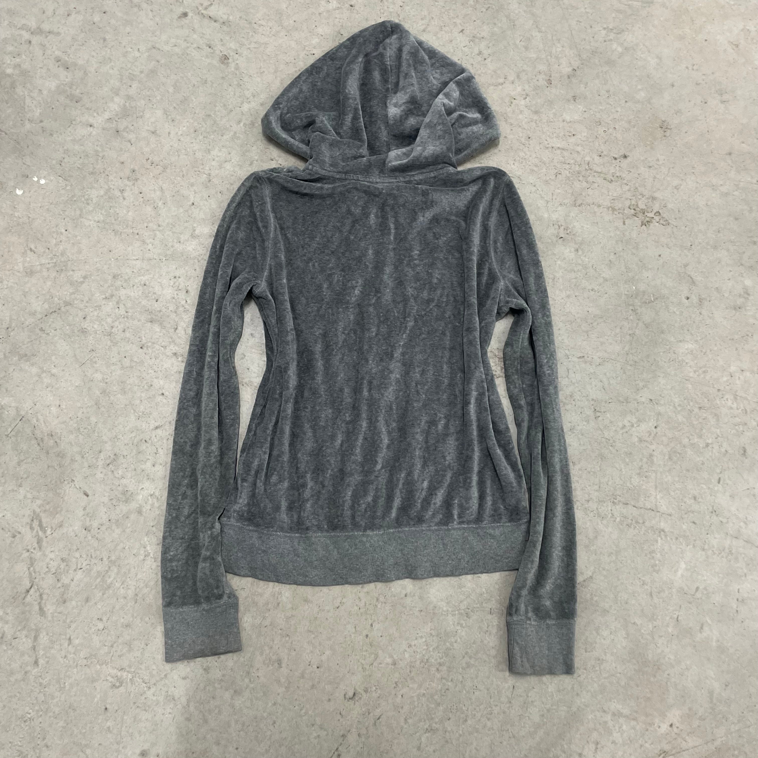 Vintage Victoria’s Secret PINK Charcoal Gray Velour Zip Up Hoodie Size M