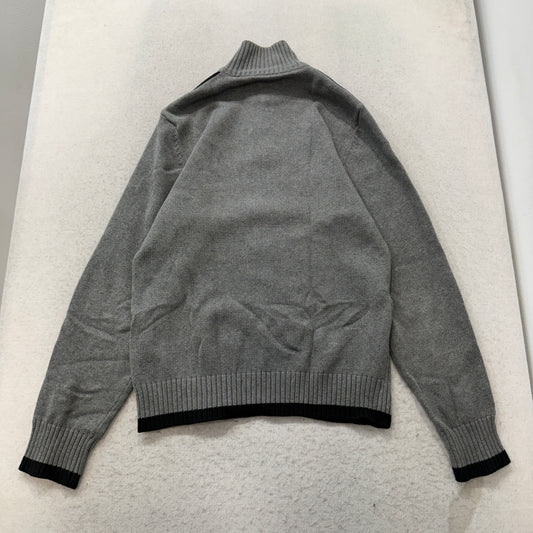 American Rag Cie Men's Gray Black Sleeve Stripe Quarter Zip Knit Sweater Size L