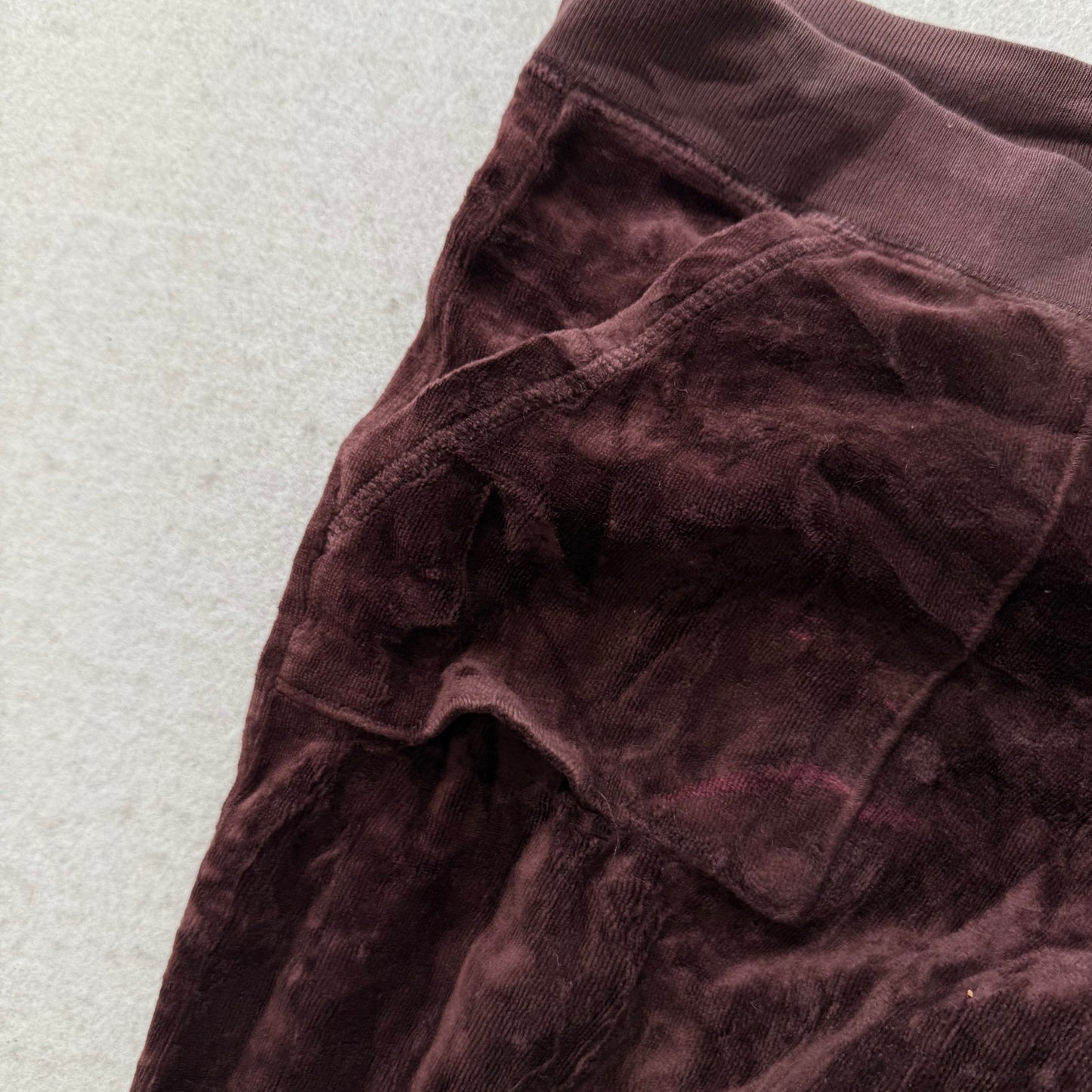 Juicy Couture Women's Brown Velour Flared Track Pants Back Flap Pockets Size M