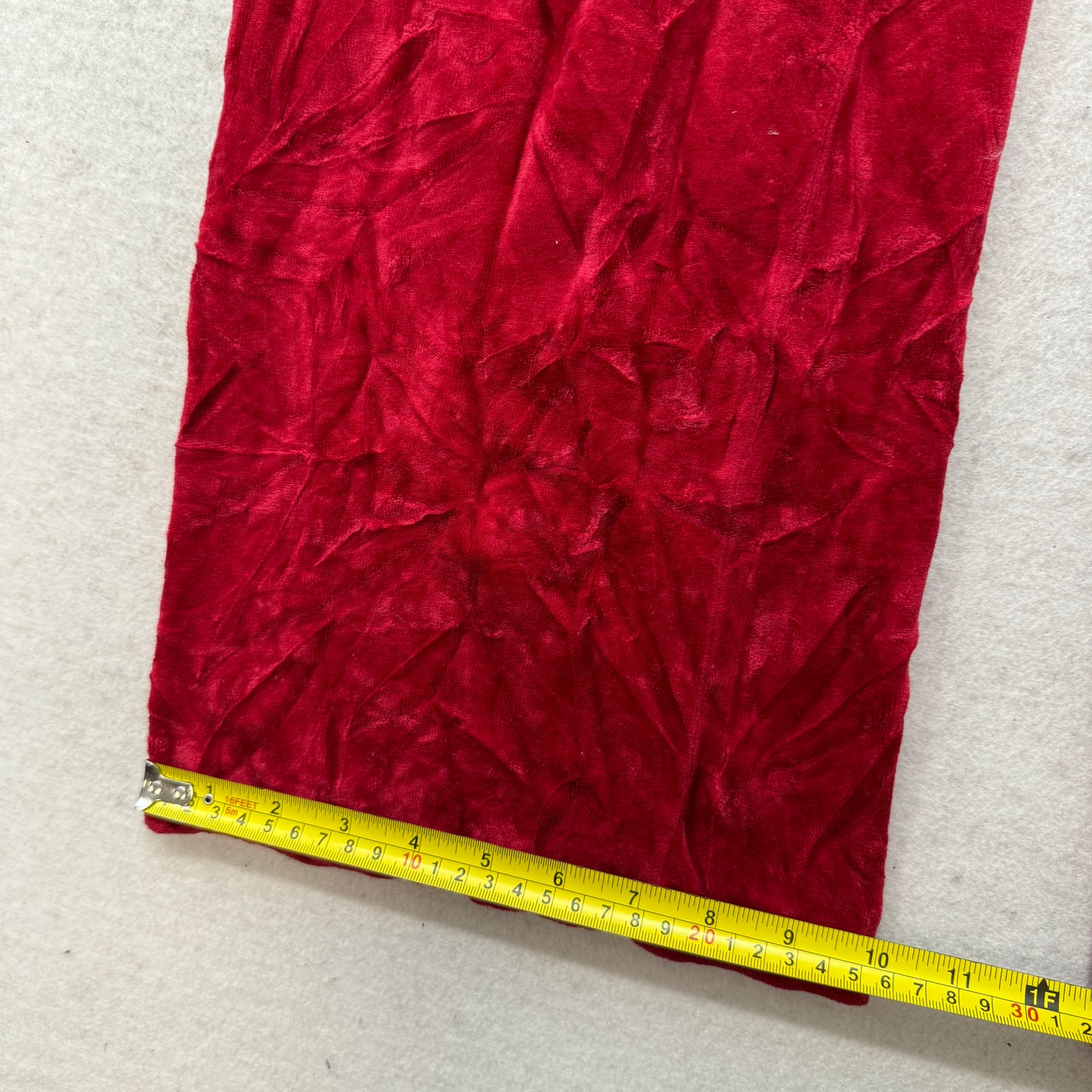 Vintage Juicy Couture Women's Ruby Red Velour Flared Track Pant Low Rise Size L