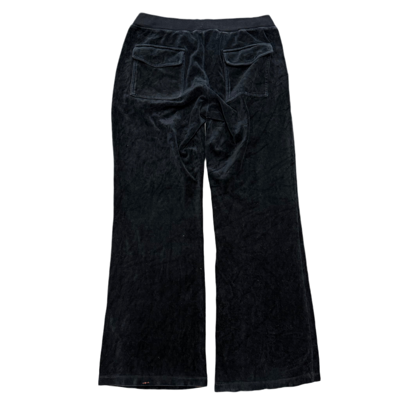 Black VINTAGE Velour Juicy Couture Flared Pants w/ BACK POCKETS SIZE L
