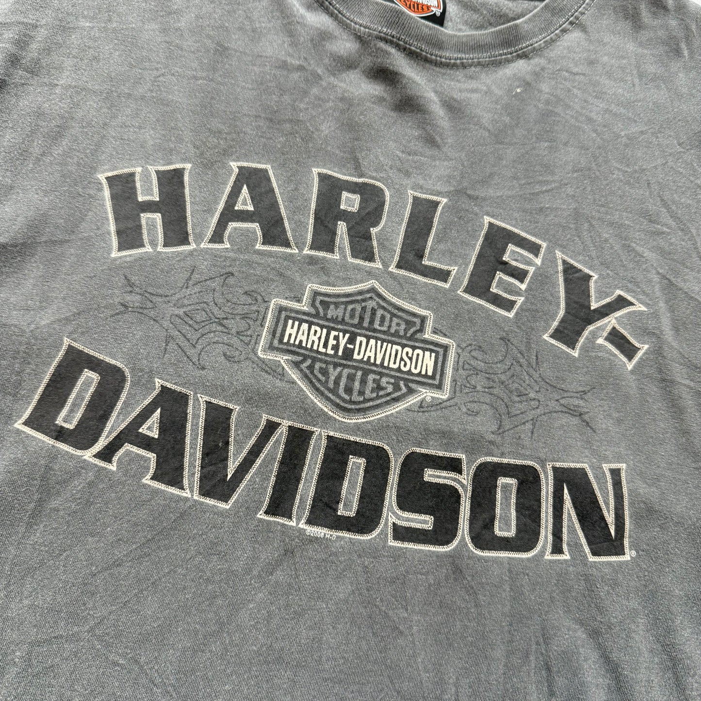 Harley-Davidson Men's Charcoal Gray Cotton T-Shirt Crew Neck Casual Tee Size L