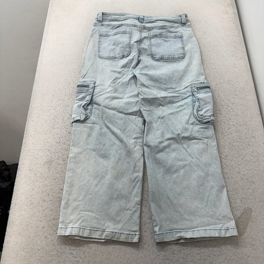Celebrity Pink Wide Leg Cargo Jeans Juniors Light Wash Blue High Rise Size 17 photo 2