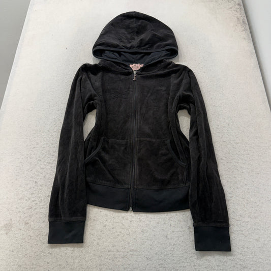 Vintage Juicy Couture Viva La Juicy Women's Black Velour Tracksuit Set Size L