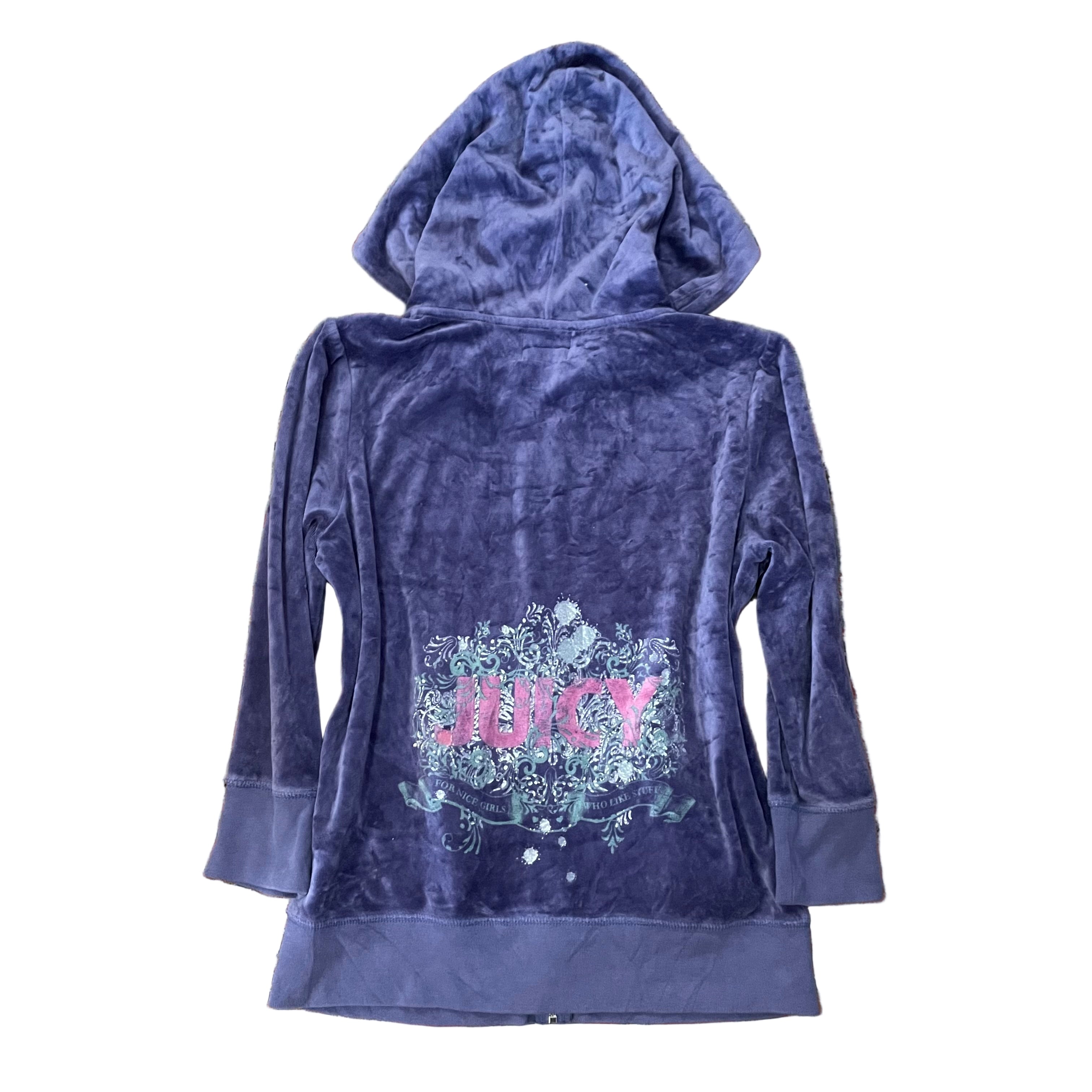 Vintage Juicy Couture Purple Velour Zip Hoodie Size M