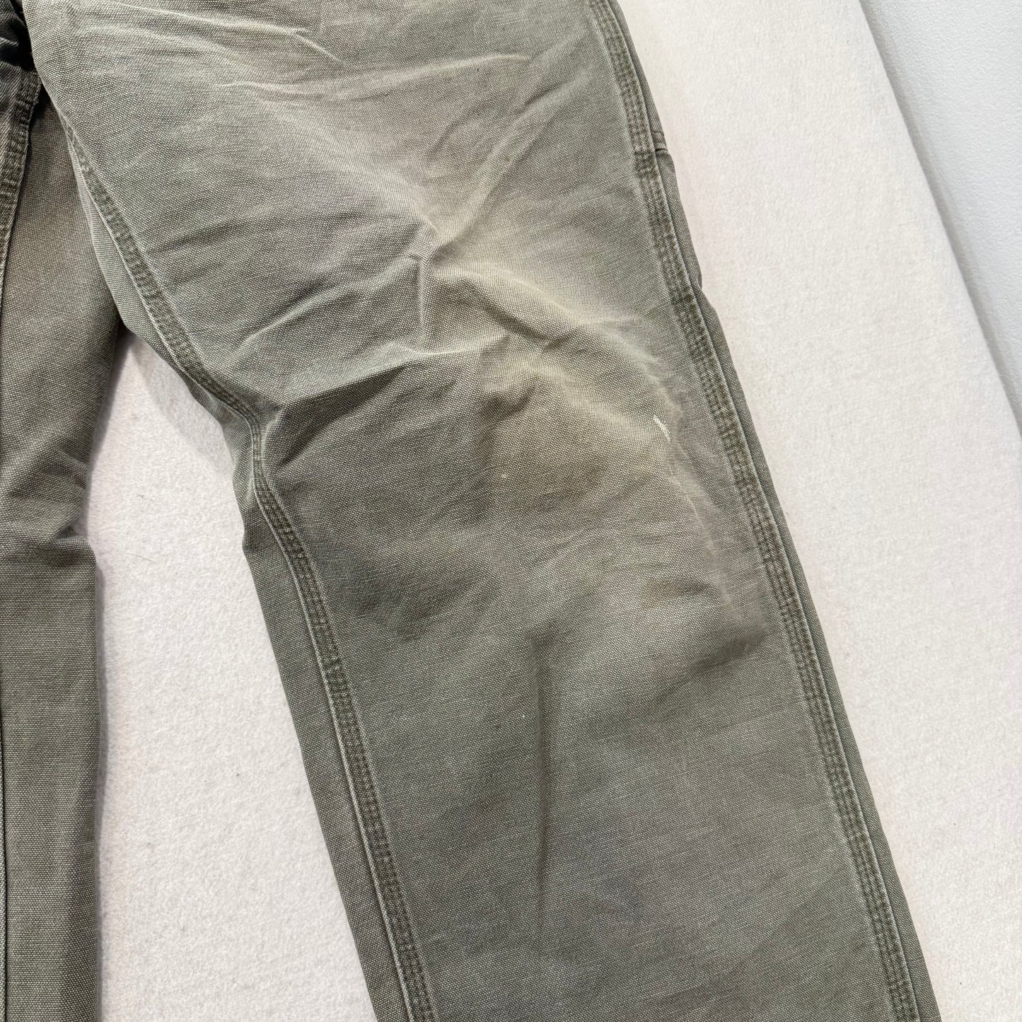 Carhartt Men's Moss Green Cotton Carpenter Pants Tool Pockets Workwear Waist 36