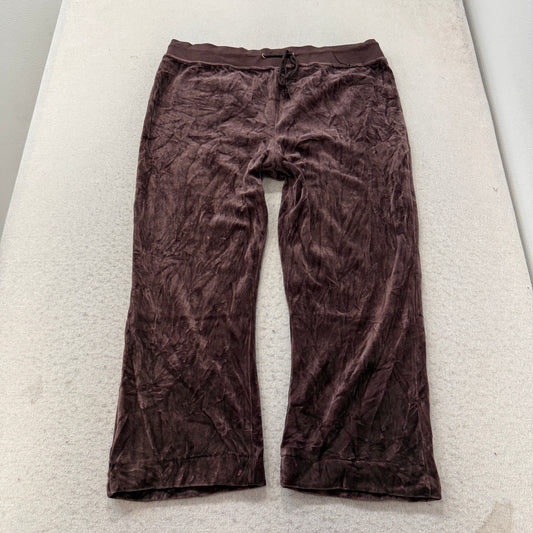 Juicy Couture Women Dark Brown Velour Flared Track Pants Back Flap Pocket Size P