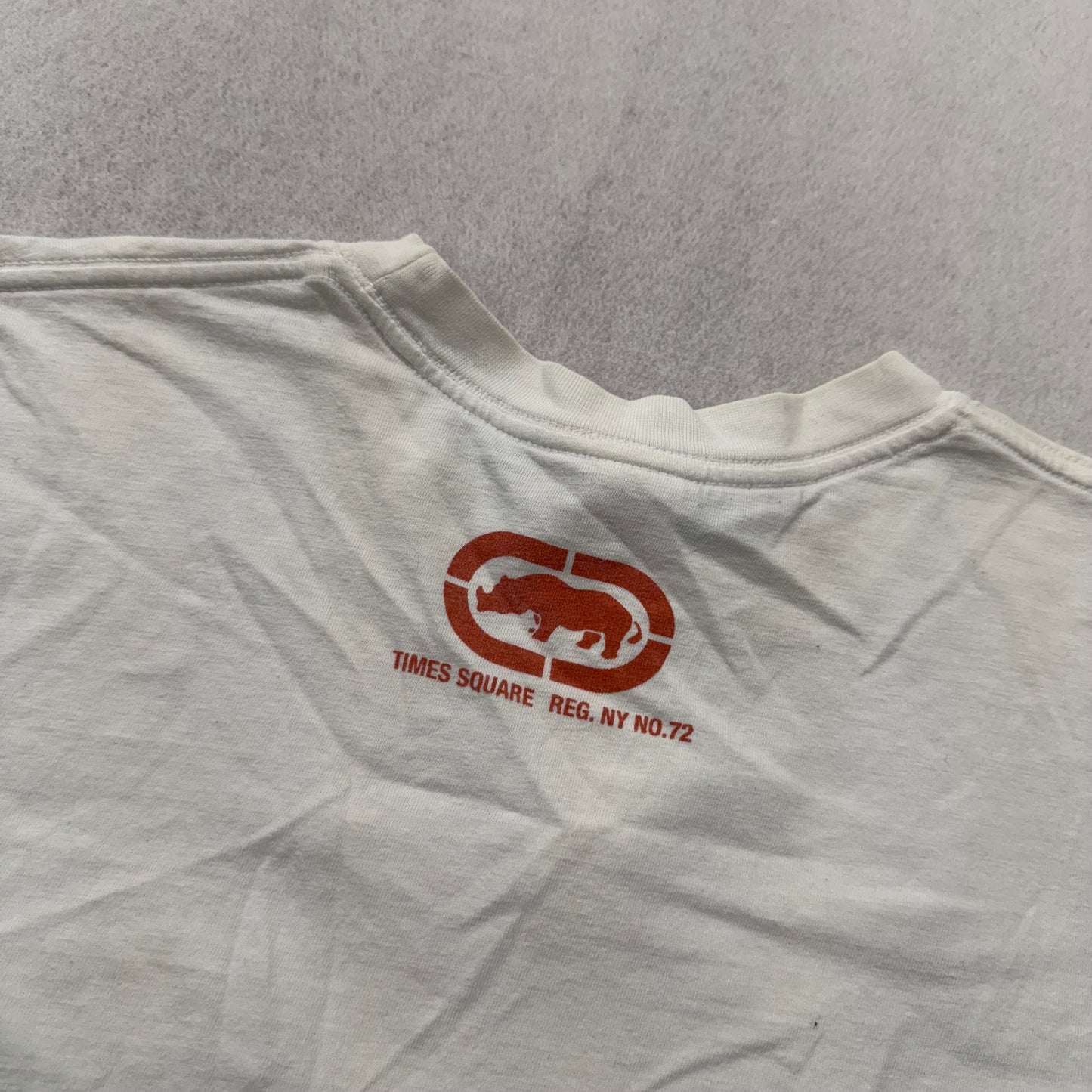 Ecko Unltd. Men White Cotton T-Shirt Short Sleeves Crew Neck Graphic Logo Size L