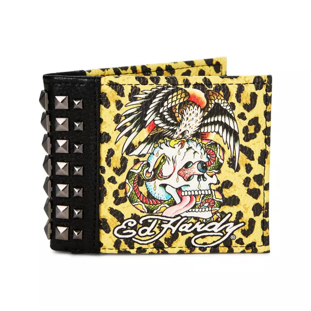 ED HARDY *STUDDED* LEOPARD PRINT WALLET
