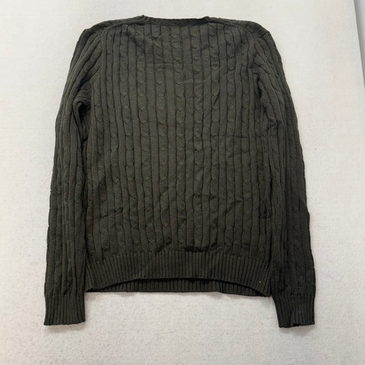 Polo Ralph Lauren Men's Olive Green Cable-Knit Sweater Crewneck Logo Size L NWT