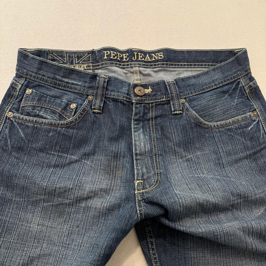 Pepe Jeans dark denim straight leg vintage-style cotton jeans size 36x33 - Clean Curriculums