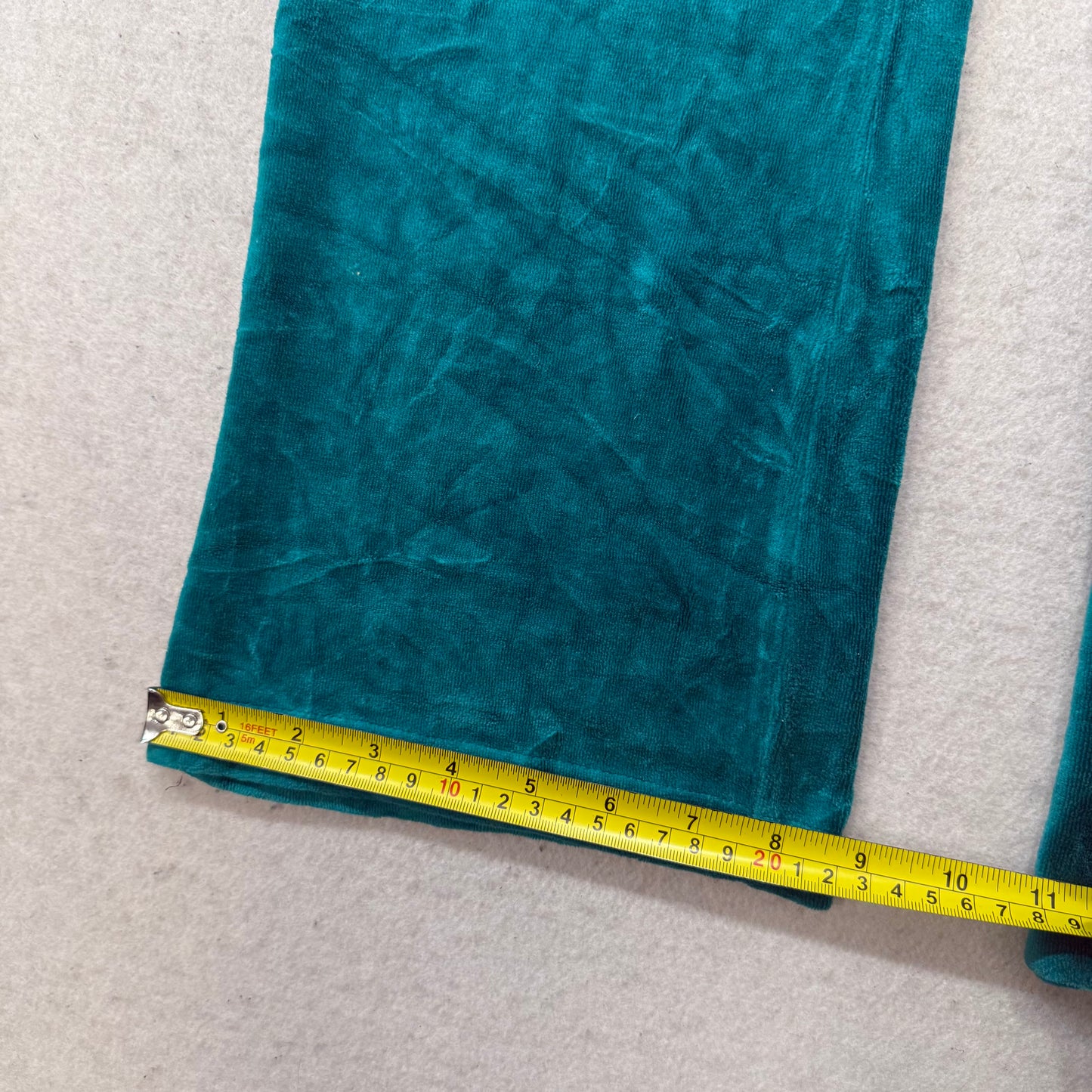 Vintage Juicy Couture Women's Teal Velour Flared Track Pants Snap Pockets Size L