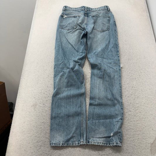 Zara Distressed Light Wash Straight Jeans Size 8 photo 2