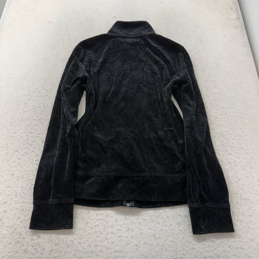 Ralph Lauren Active Women's Black Velour Zip-Up Track Jacket Gold Crest Logo - L
