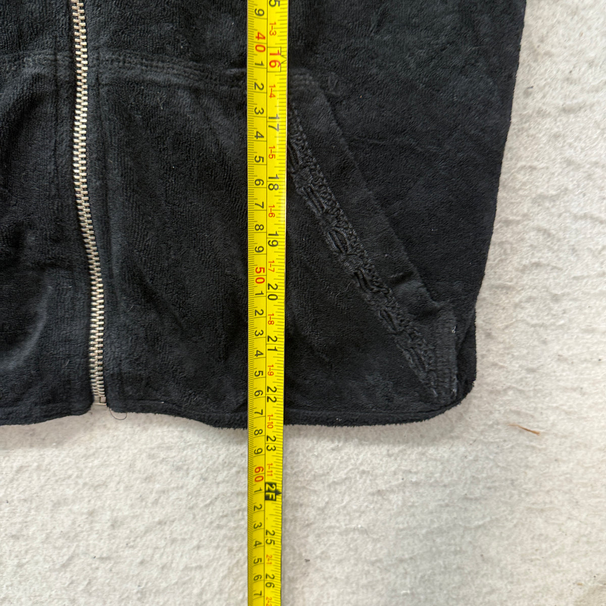 Juicy Couture Women's Black Velour Half Sleeve Zip-Up Hoodie Pockets Size S