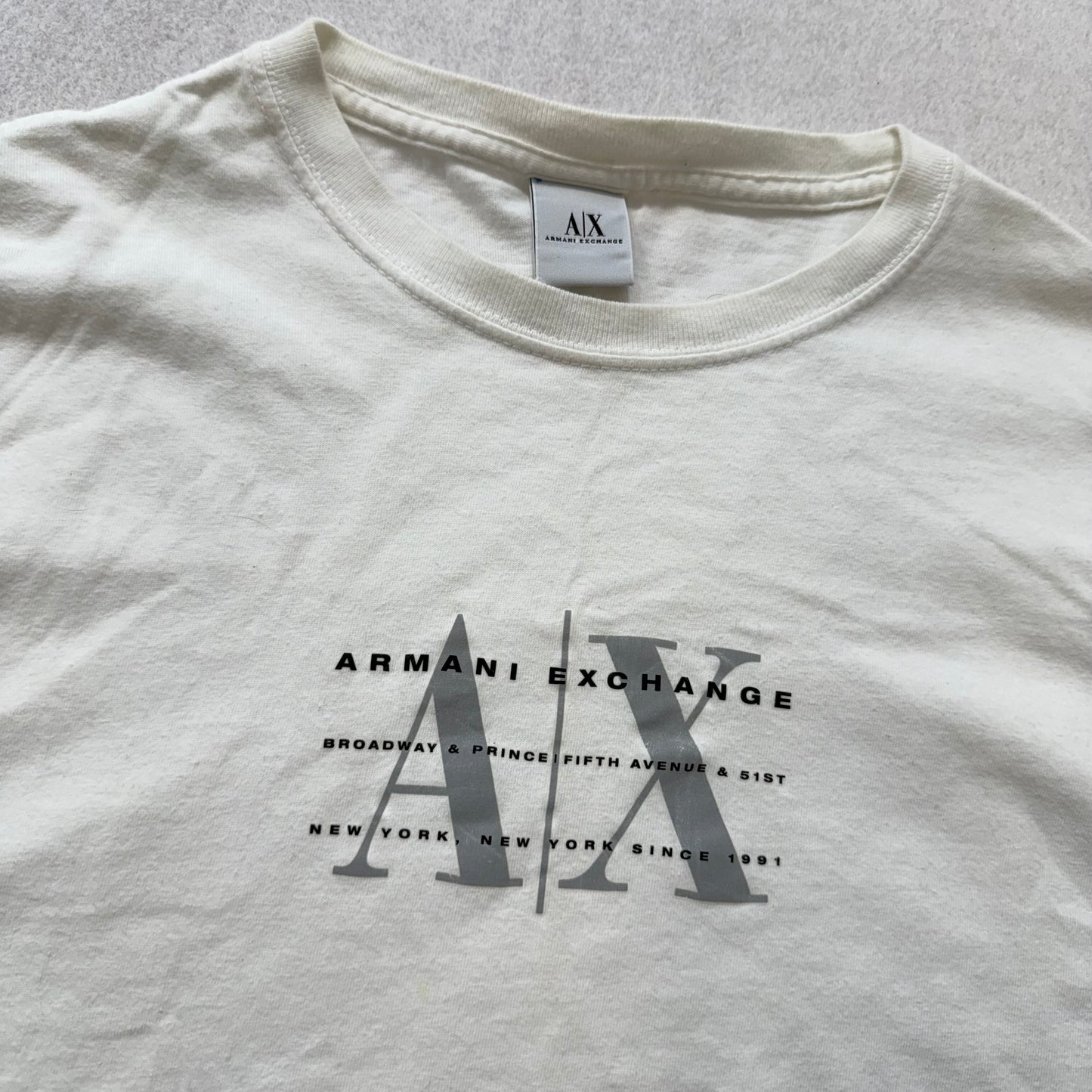 Armani Exchange AX White Logo Graphic T-Shirt Made in USA Size L