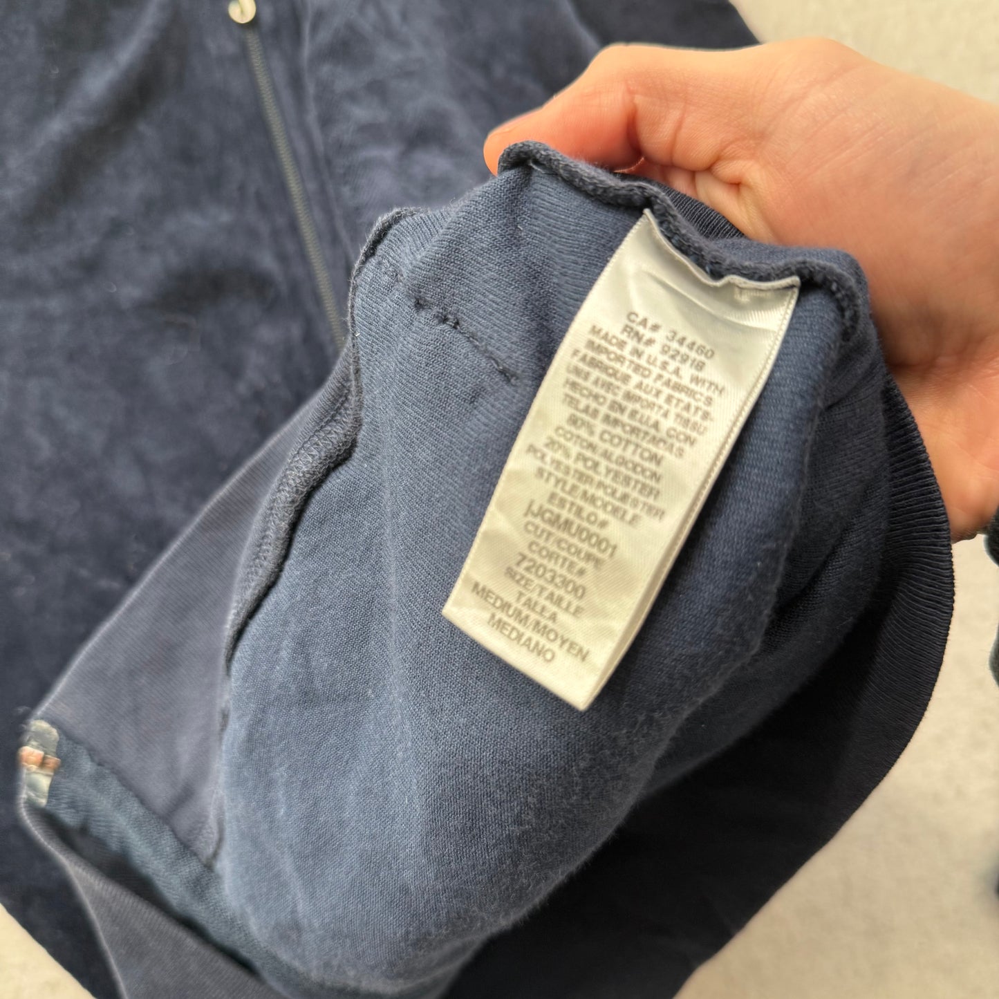 Juicy Couture “Scottie dogs” Women's Navy Full Zip Hoodie Rhinestone Logo Size M