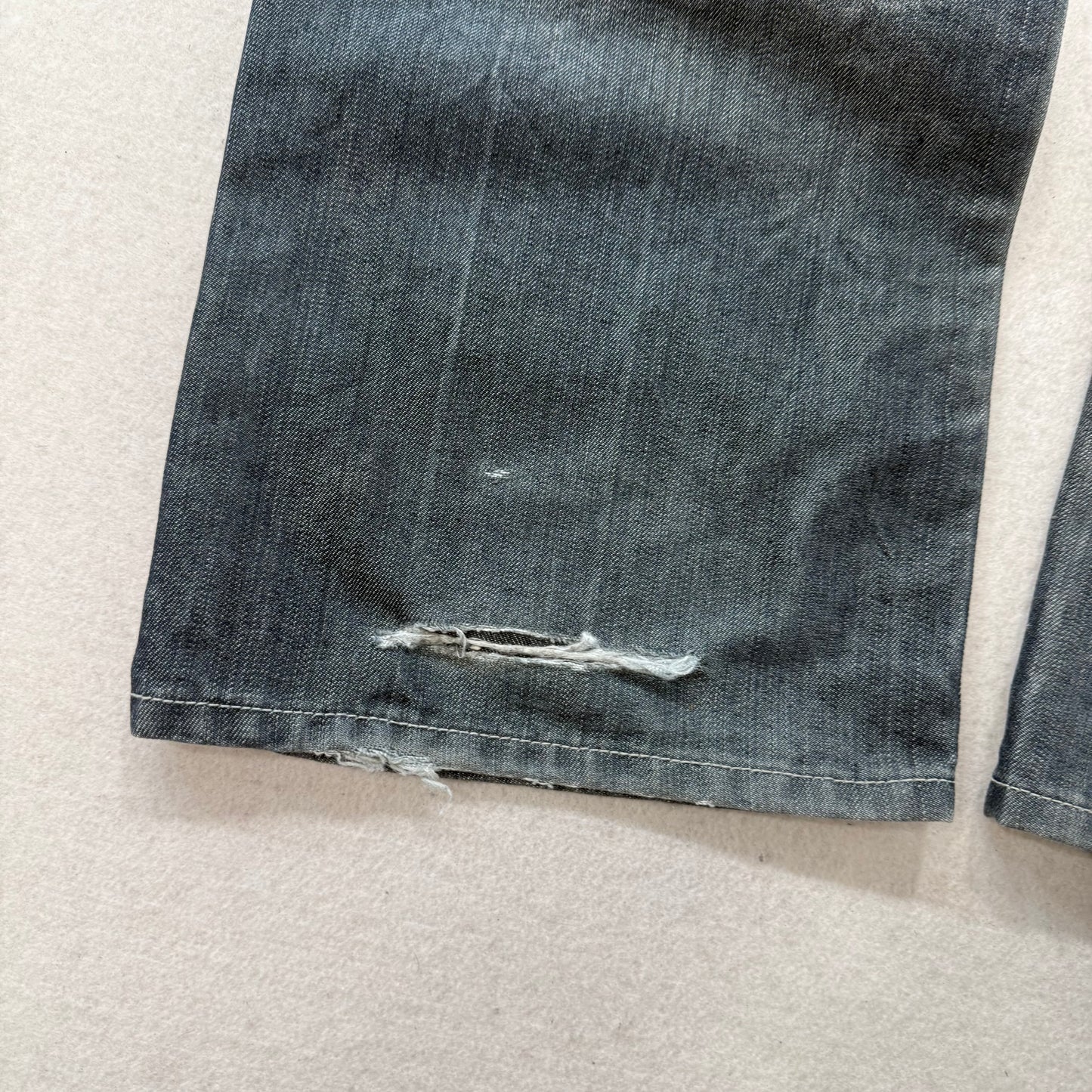 GS115 Men Medium Wash Blue Denim Straight Wide Leg Jeans Zip Flap Pocket Size 40